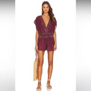 Free People Weila Romper in Pomergranate Large NWOT